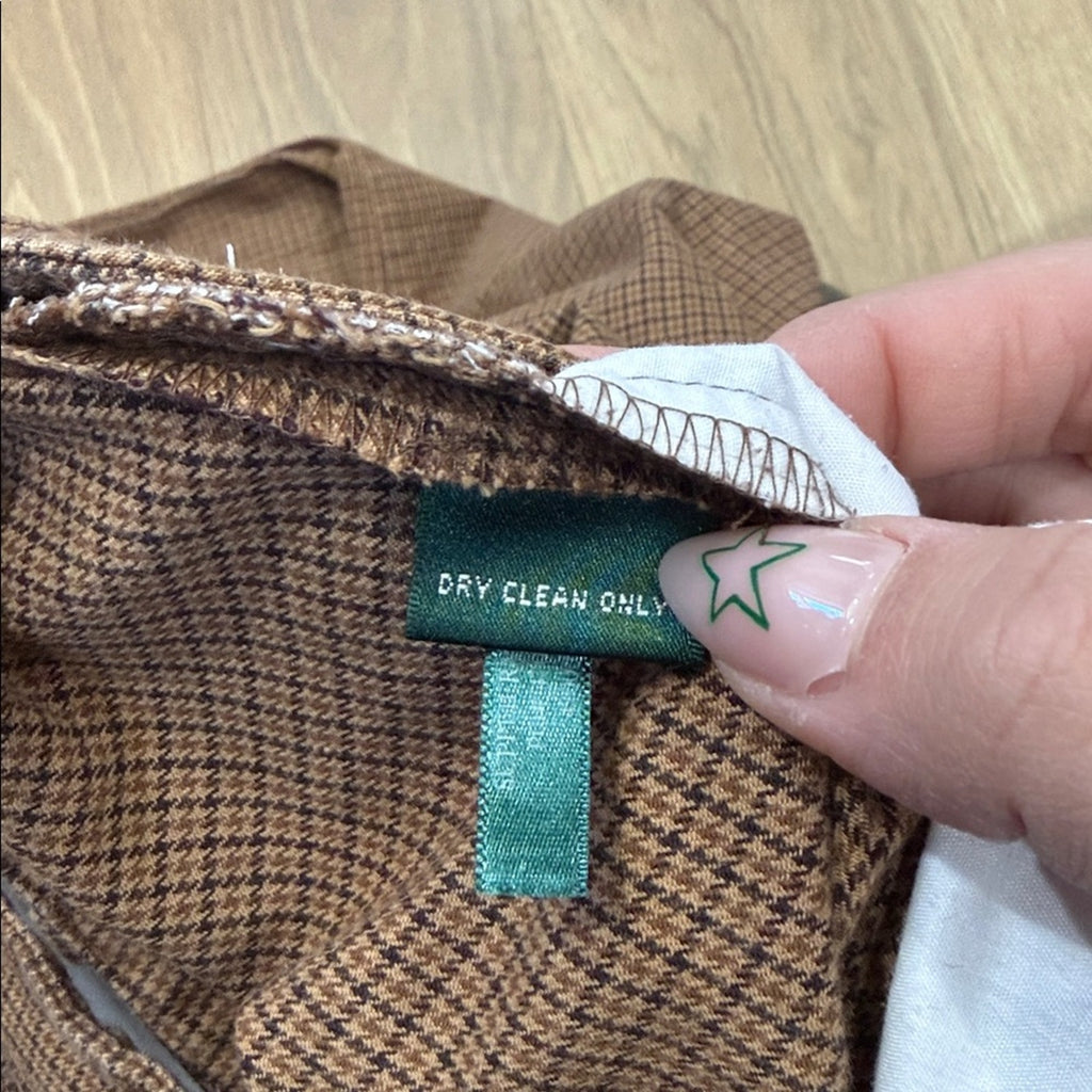 Ralph Lauren Tan Plaid Chino Pants Size 14 Petite