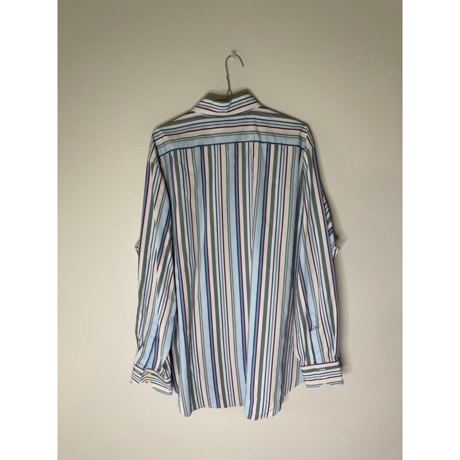 Thomas Dean Men's Button-Down Stripe Shirt - Blue, White, Red Size XXL