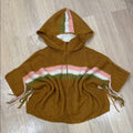 Free People Desert Sunrise Hooded Poncho in Brown Pink and White Size XS/S