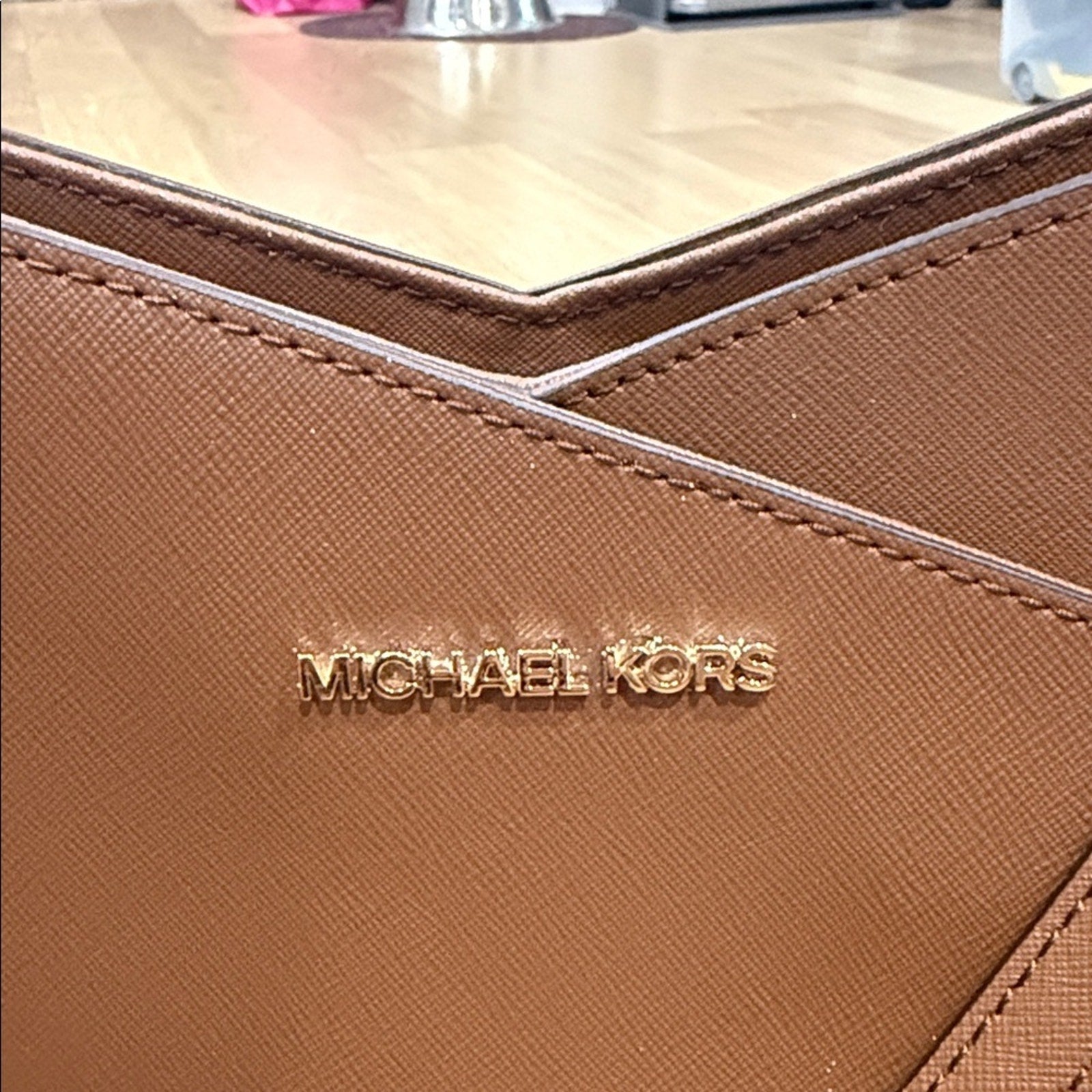 Michael Kors Jet Set Large Saffiano Leather Shoulder Bag in Shade "Luggage"
