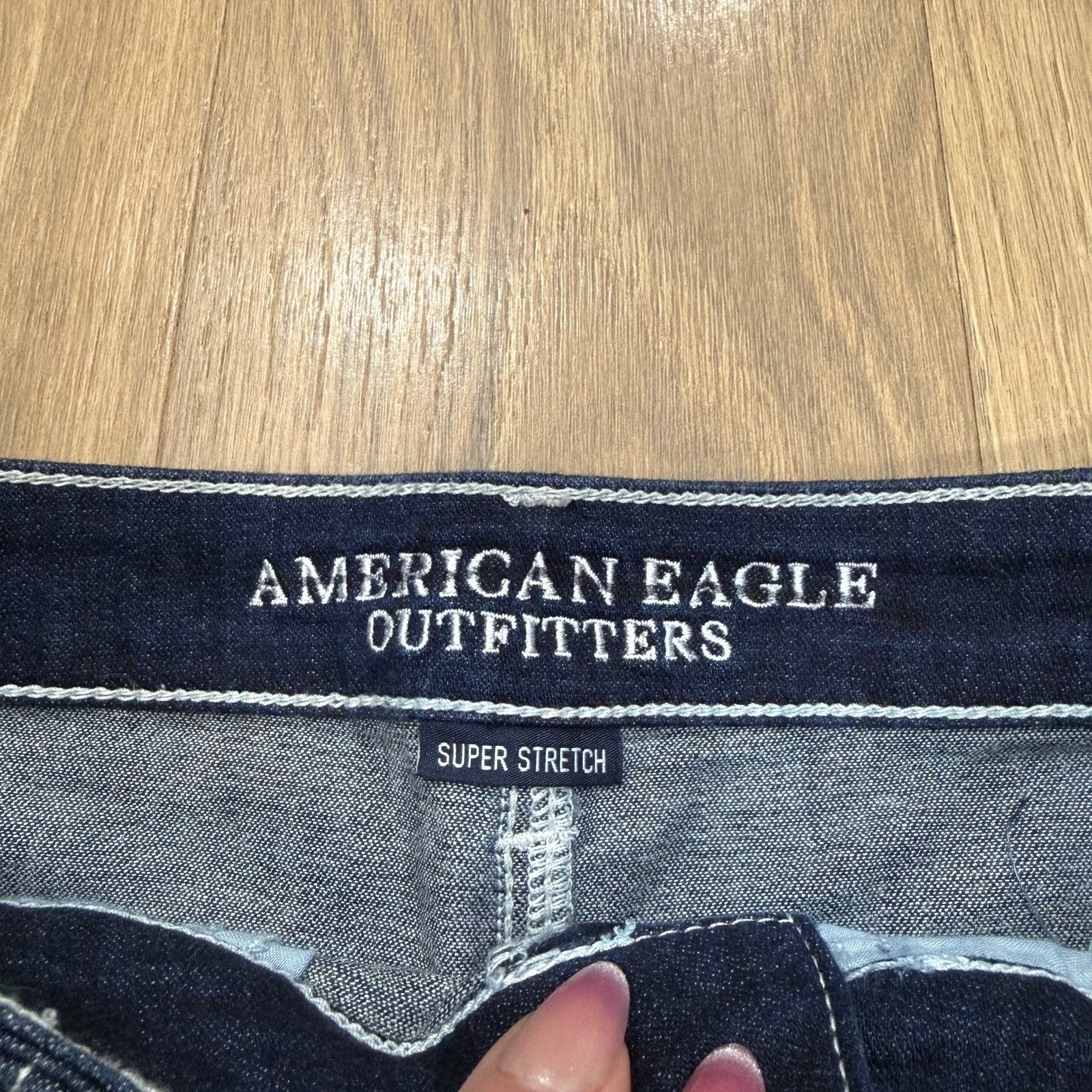 American Eagle Women's Hi-Rise Shortie Denim Shorts - Dark Wash Cut-Offs Size 2