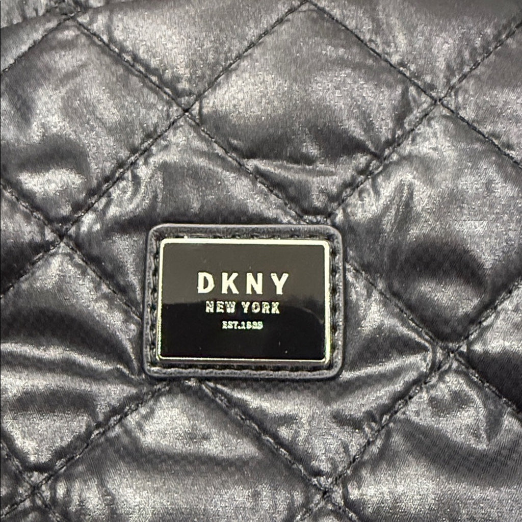 DKNY Maya Quilted Black Nylon Tote Bag w/ Detachable Crossbody Strap
