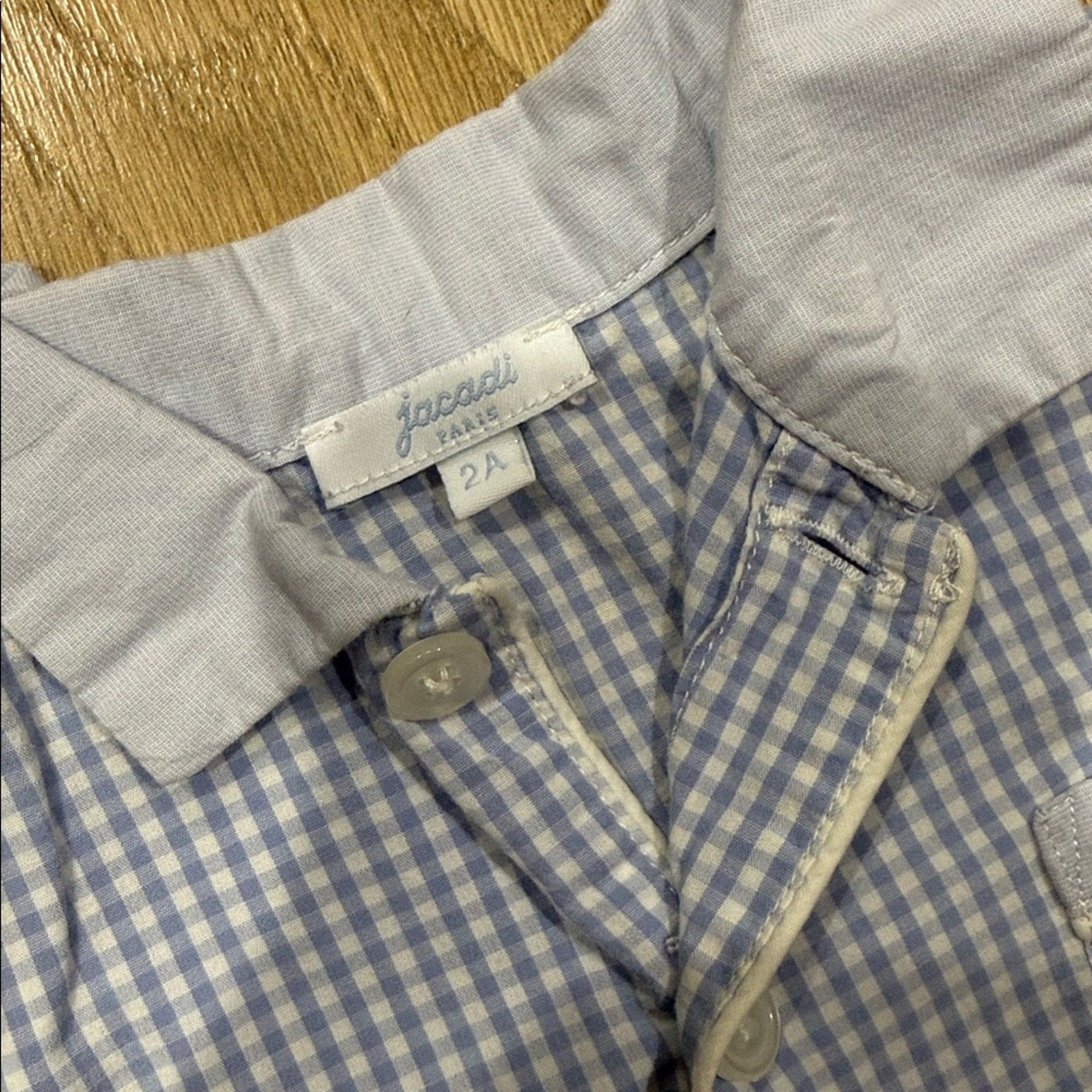 Jacadi Light Blue and White Gingham Shirt and Shorts Set Size 2 Years