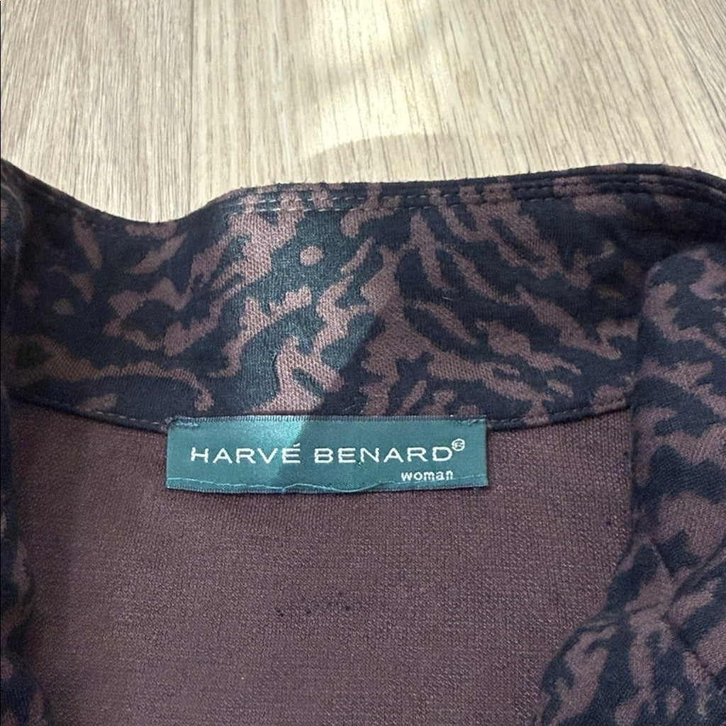 Harve Benard Black and Brown Patterned Ruffle Detail Jacket Size 1X
