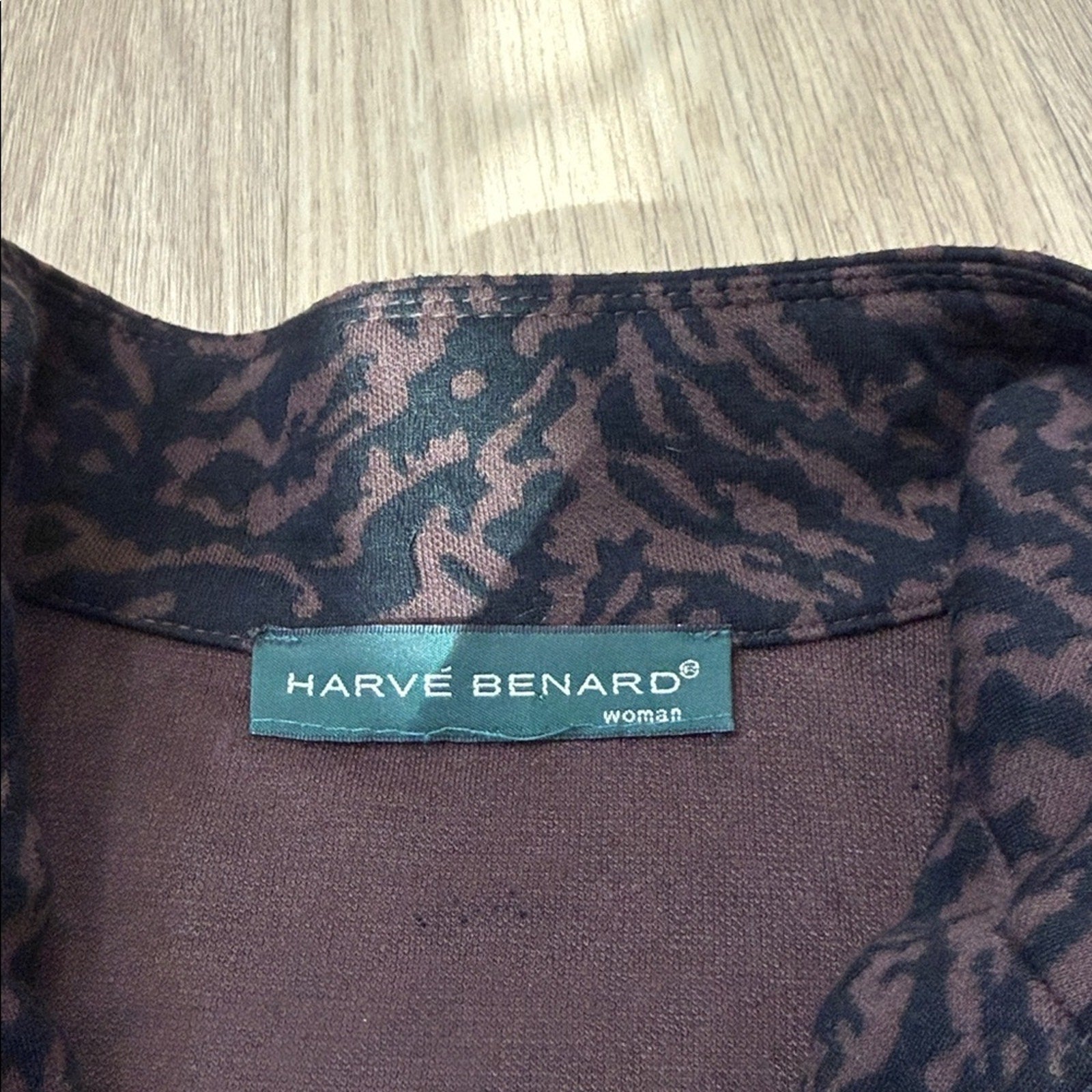 Harve Benard Black and Brown Patterned Ruffle Detail Jacket Size 1X