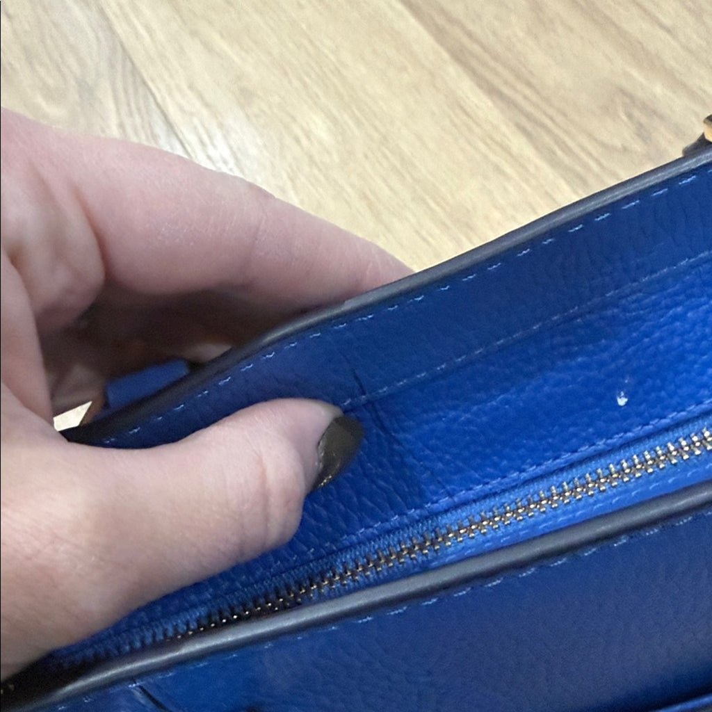 Michael Kors Nouveau Hamilton Large Satchel in Vintage Blue Pebbled Leather