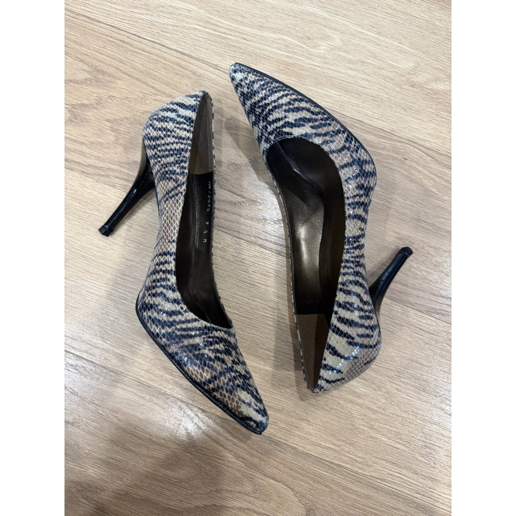 Stuart Weitzman Daisy Cognac Tiger Snake Pointed Toe High Heel Pumps Size 9.5