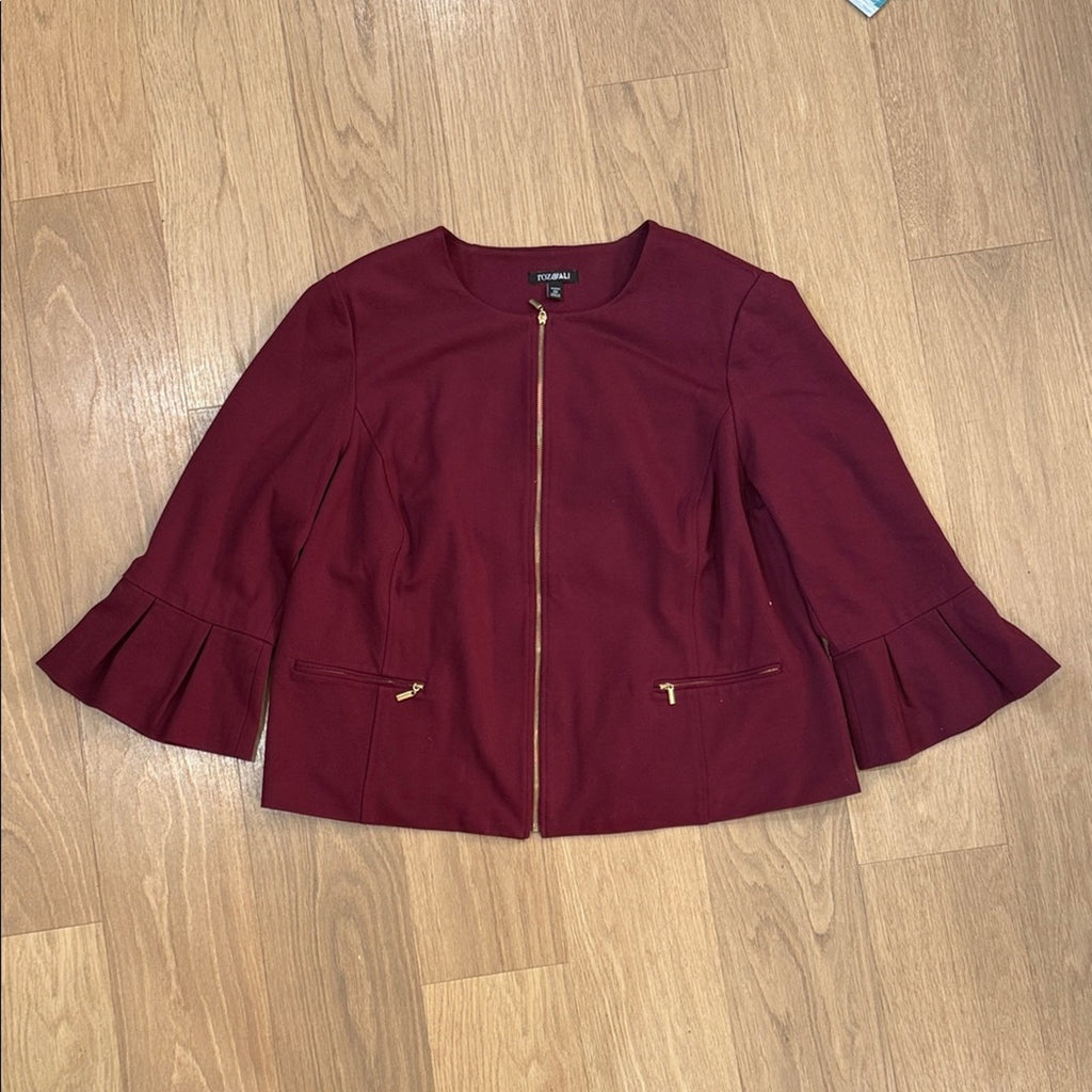 Roz & Ali Burgundy Jacket with Gold Accents Size 2X