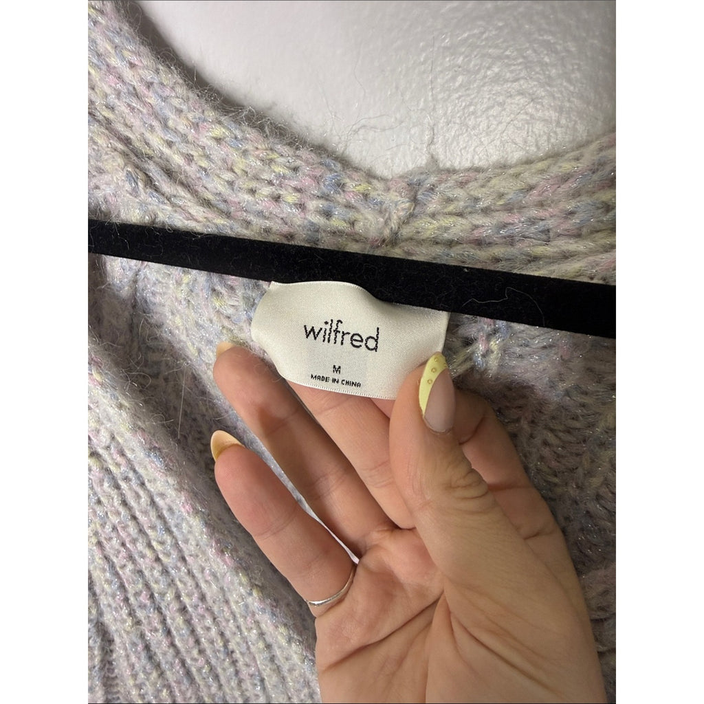 Wilfred Pastel Multicolor Knit V-Neck Button Cardigan Size Medium