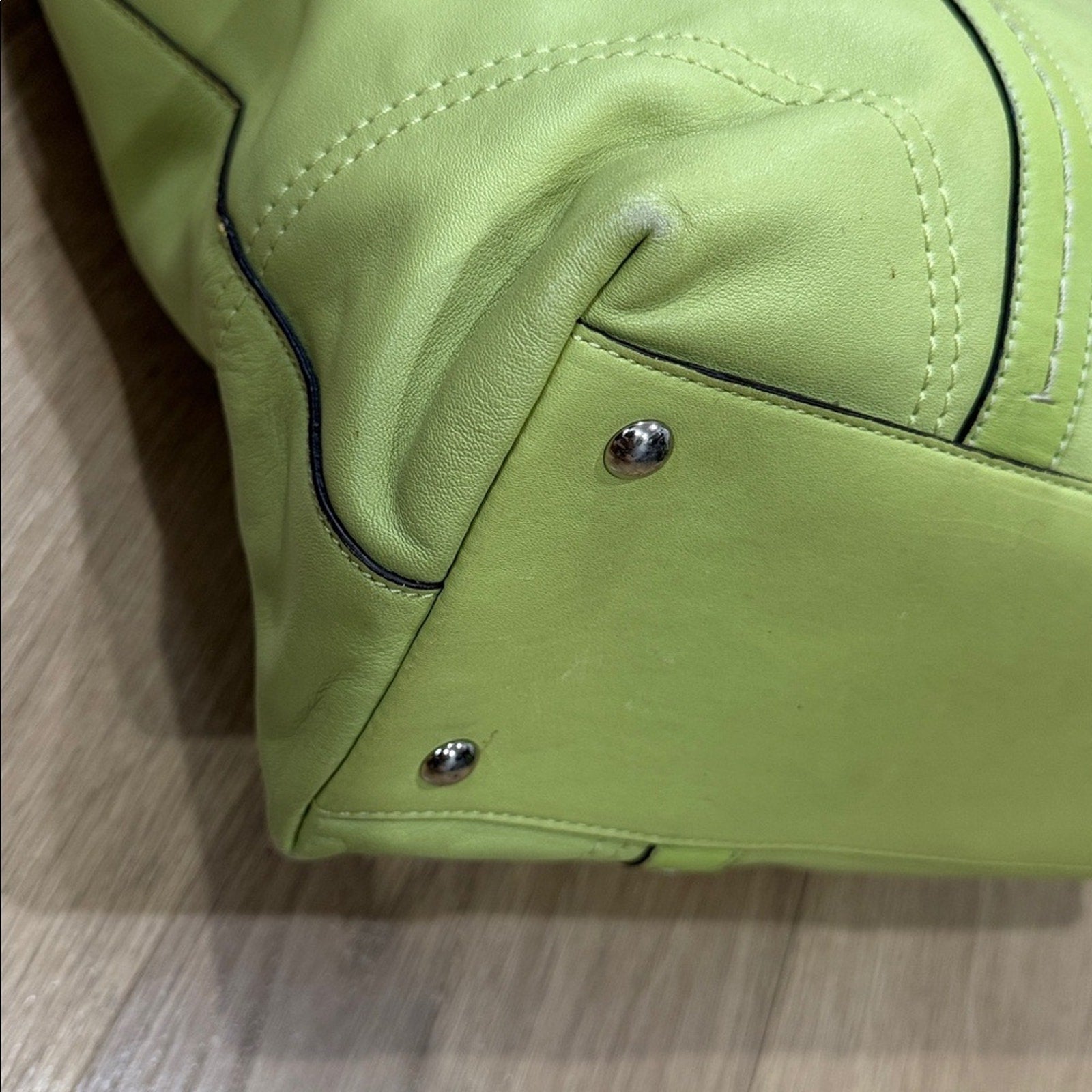 Coach East / West Leather Tote Bag in Lime Green