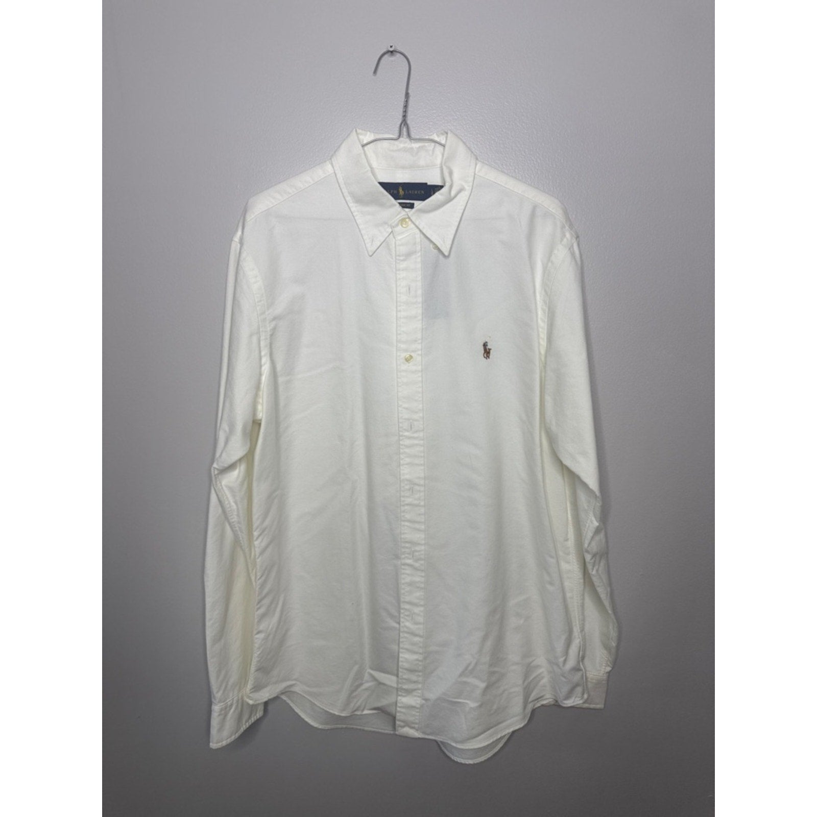 Ralph Lauren Ivory Oxford Button-Down Dress Shirt Size Large New!