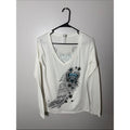 Hot Leathers White V-neck Graphic Long Sleeve Tee - '100th Laconia 2023' Large