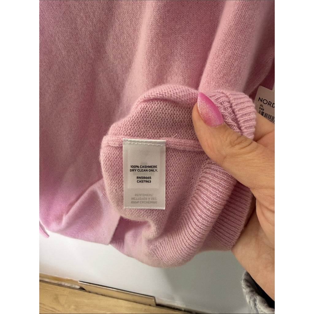 Nordstrom Dusty Rose Cashmere Crewneck Sweater Size XL NEW!