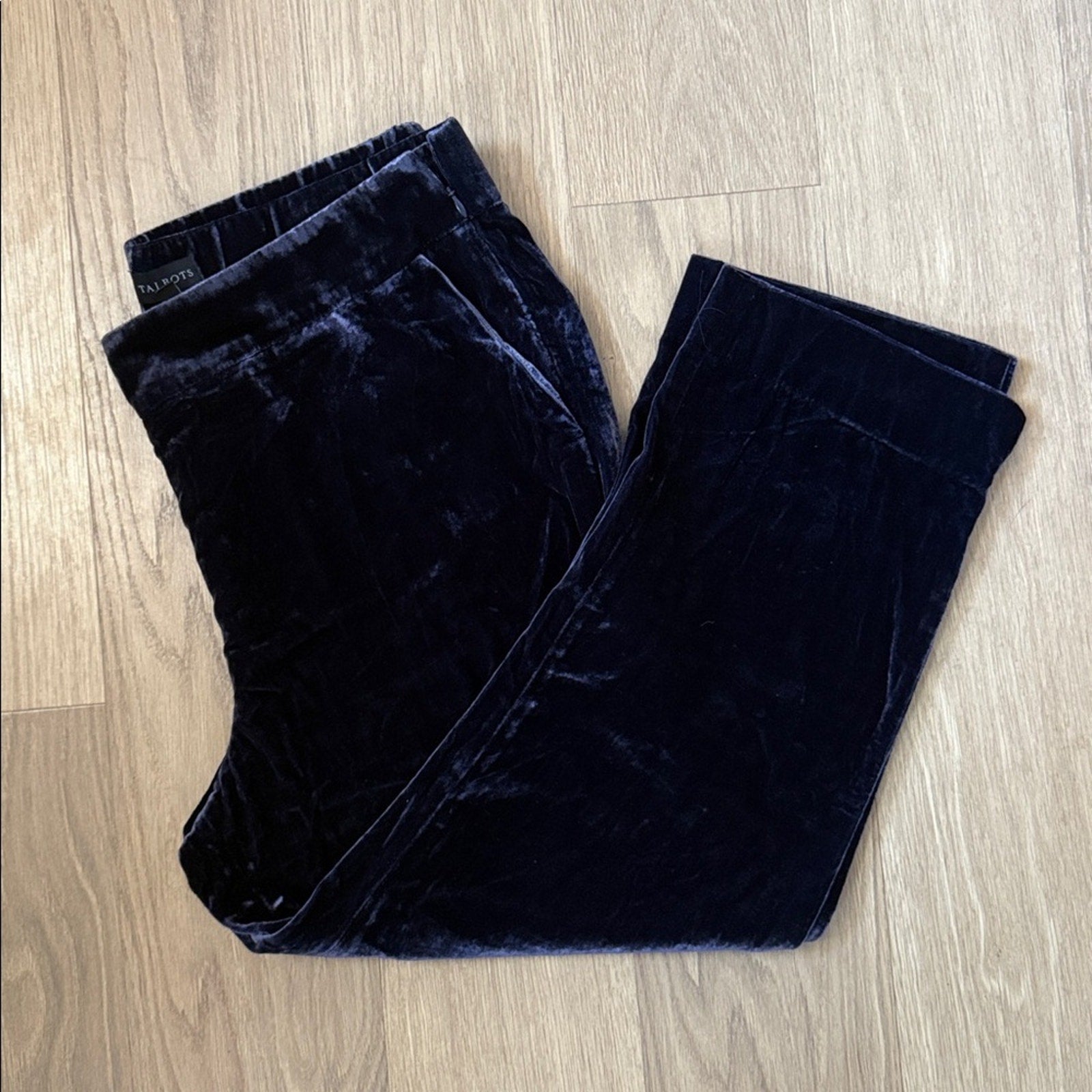 NWT Talbots Midnight Blue Velvet Pants Size 16 Petite