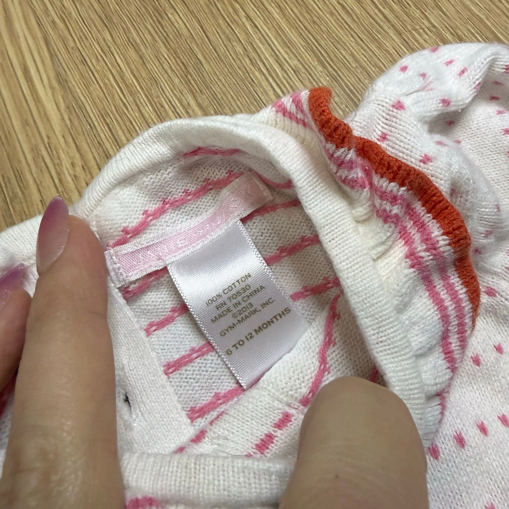 Janie and Jack Patisserie Shoppe Collection | Sweet Kids' Clothes White Pink Red Short Sleeve Sweater Size 6-12 Months