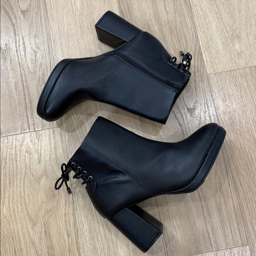 Vizzano Black Heeled Ankle Boots Lace Up Detail Size 10