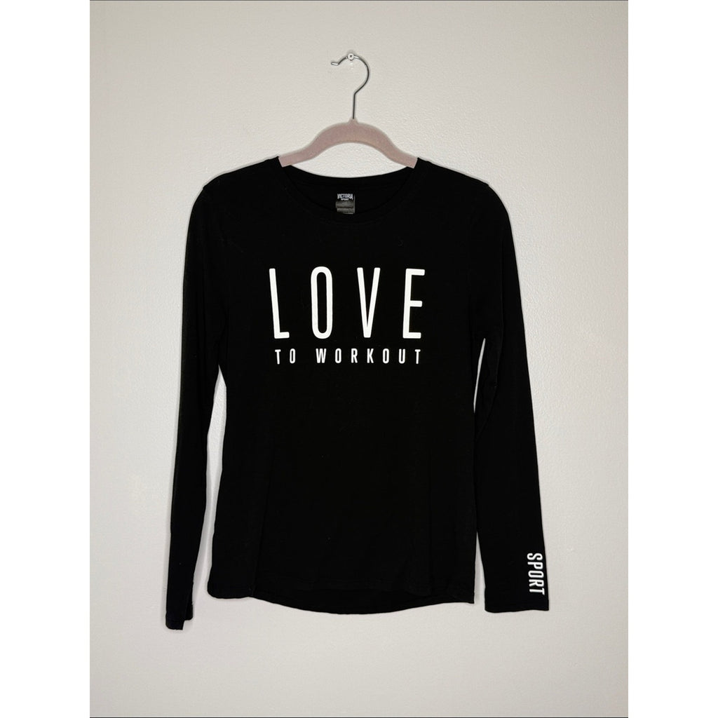 Victoria's Secret Black 'Love to Workout' Long-Sleeve Top Size Small