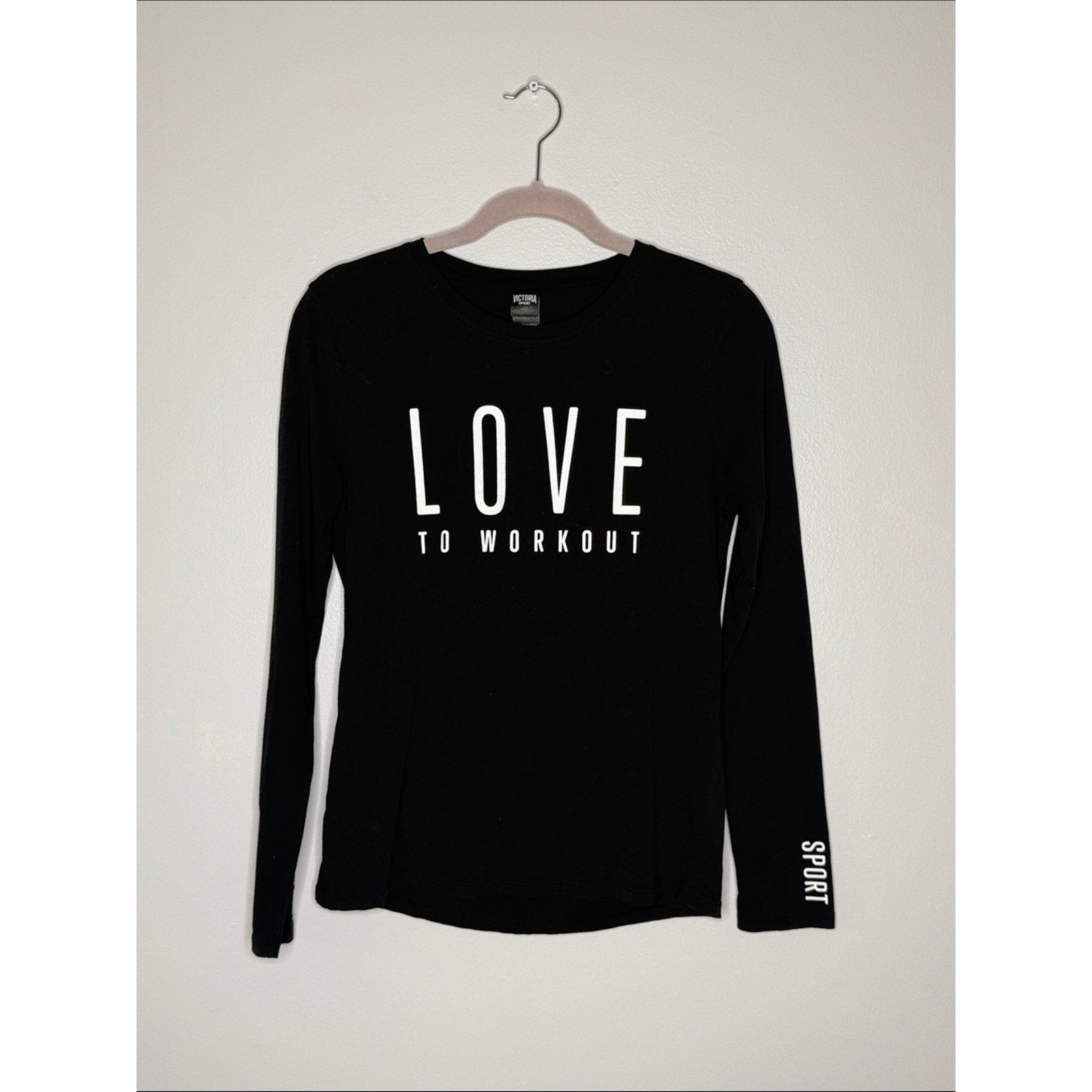 Victoria's Secret Black 'Love to Workout' Long-Sleeve Top Size Small