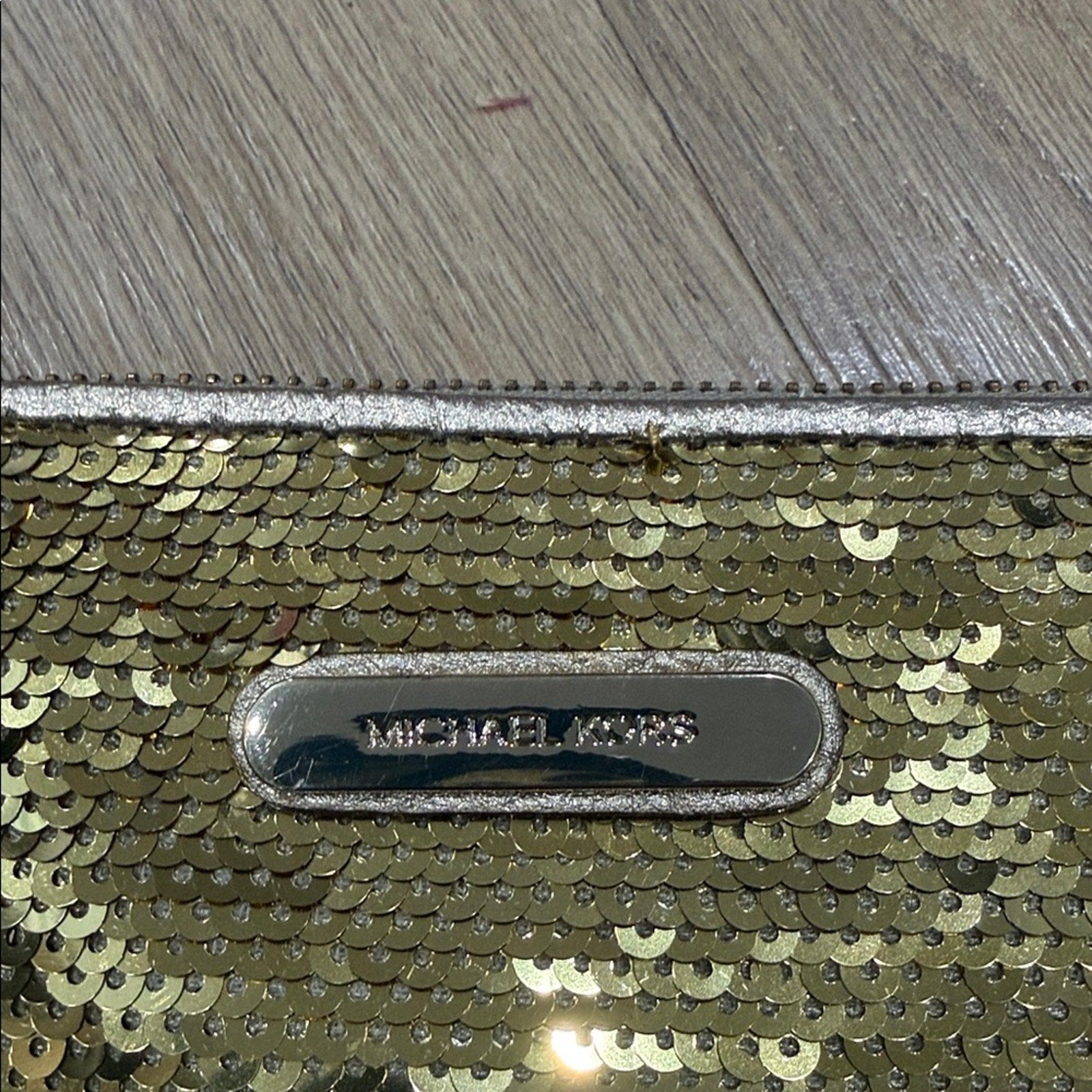 Michael Kors Gold Sequin Zip Top Wristlet