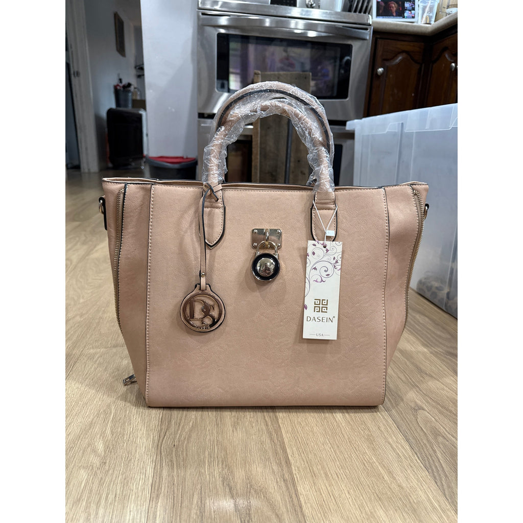 Dasein Women's Large Tote Shoulder Bag in Pale Pink / Peach