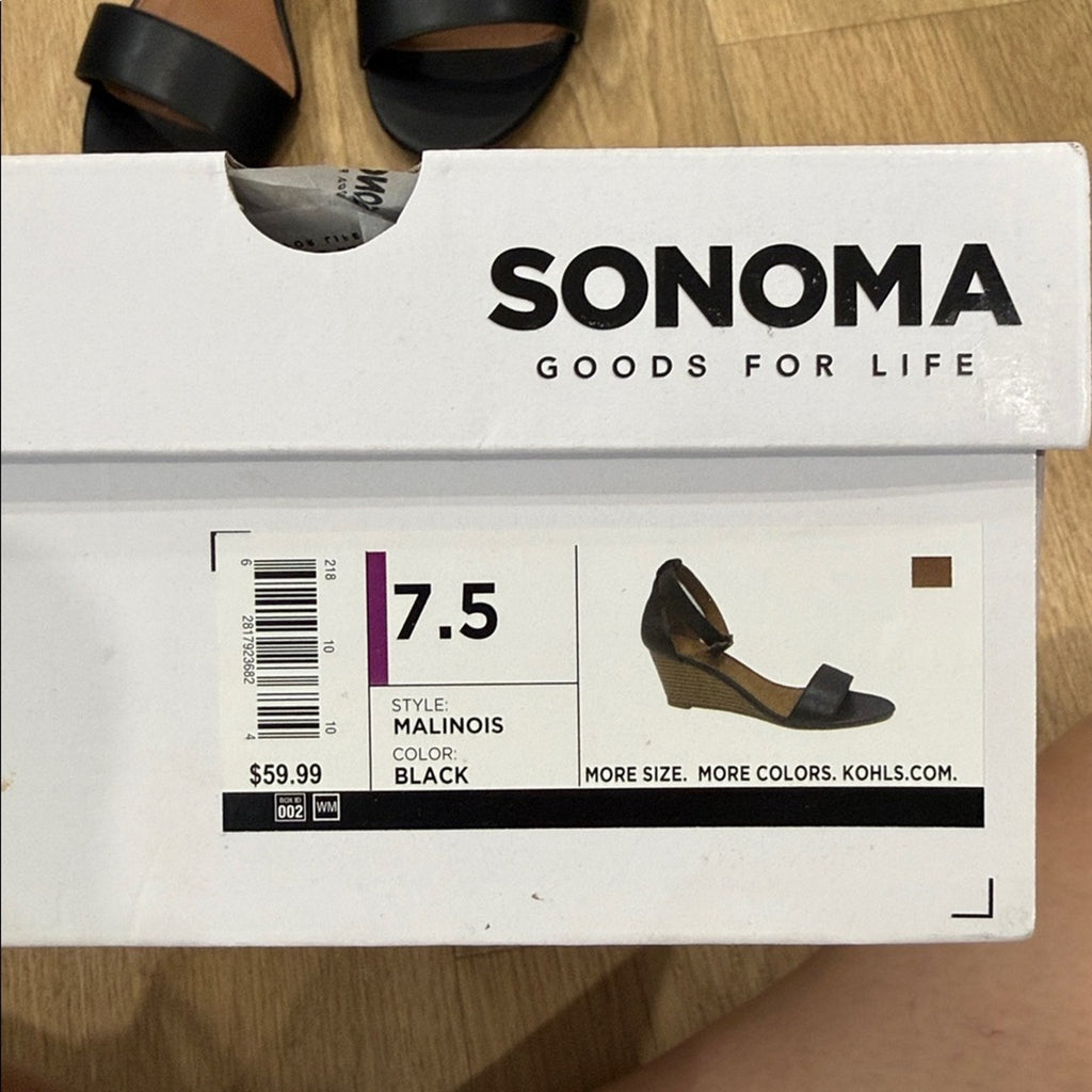 Sonoma Women's Malinois Black and Tan Wedge Heels Size 7.5