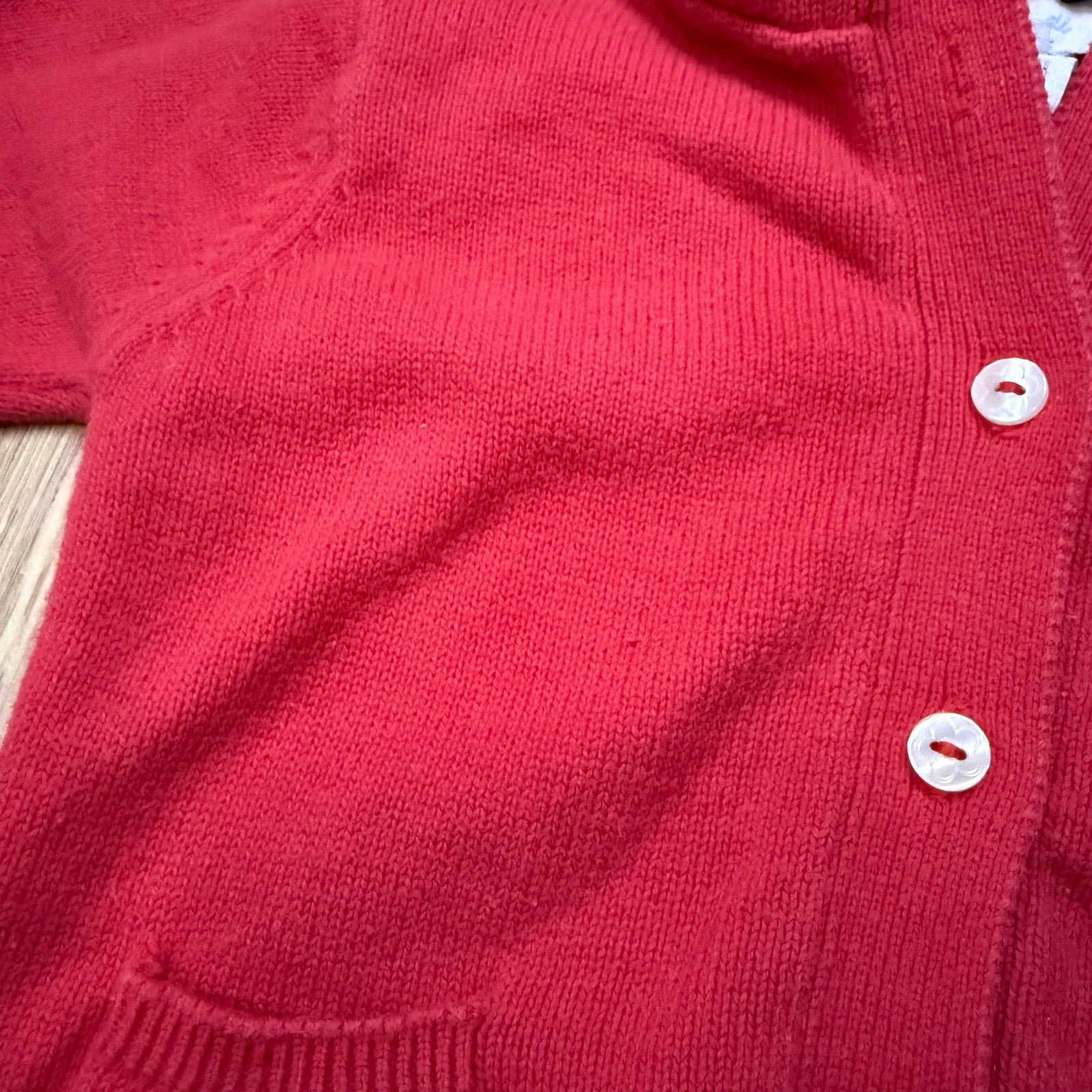 Jacadi Baby Girl Hooded Cardigan with Liberty Floral Lining - Vibrant Red Size 12 Months