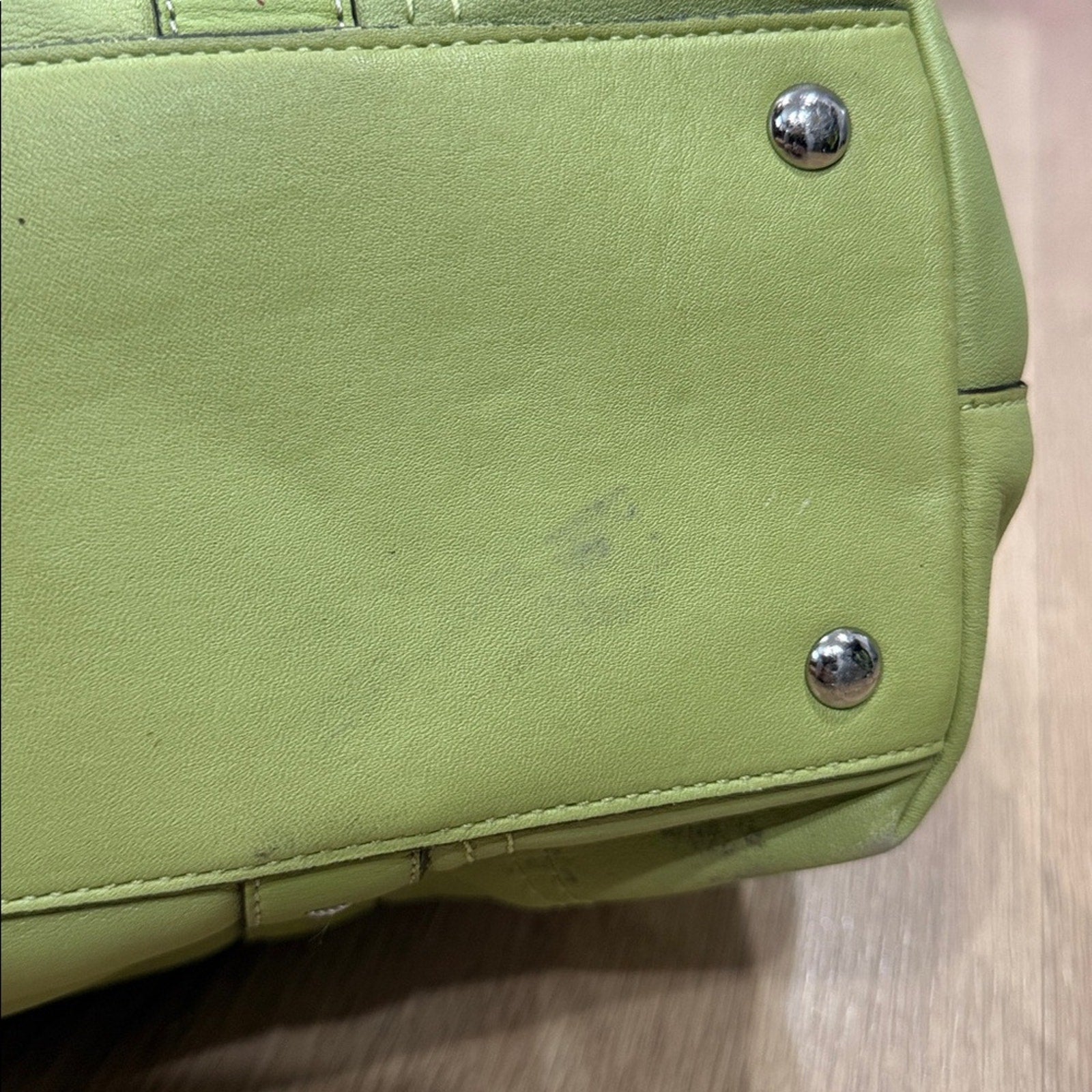 Coach East / West Leather Tote Bag in Lime Green