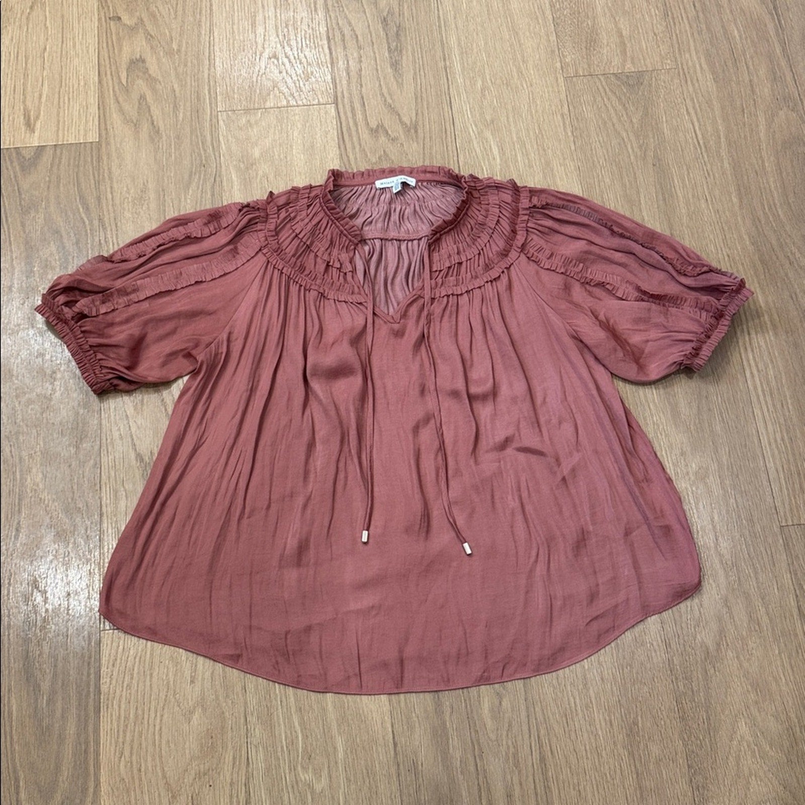 Maison D'Amelie Women's Mauve Ruffle Detail Boho Blouse Size Medium