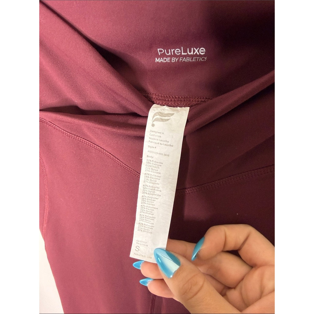 Fabletics Fabluxe Flared Yoga Pants in Burgundy Size Small