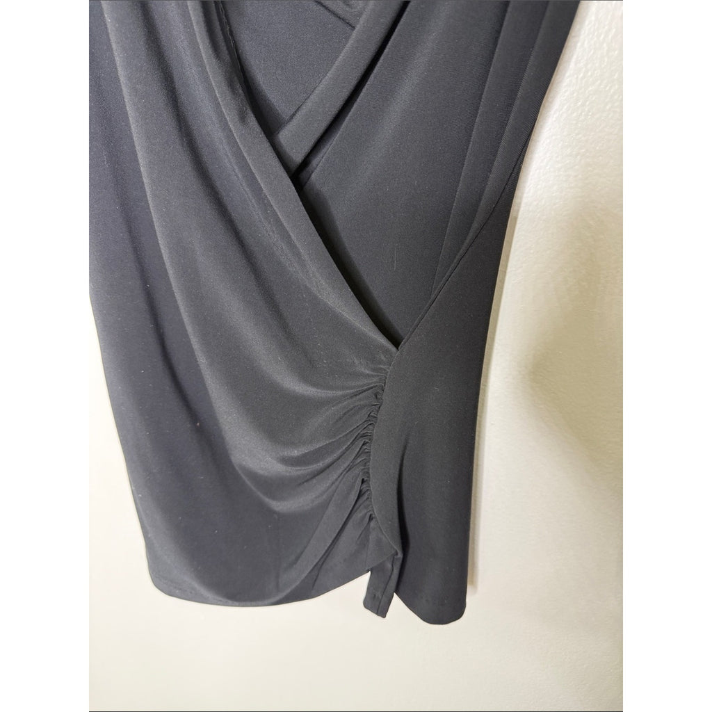 Norma Kamali Sleeveless Black Draped Faux Wrap Top Size XS