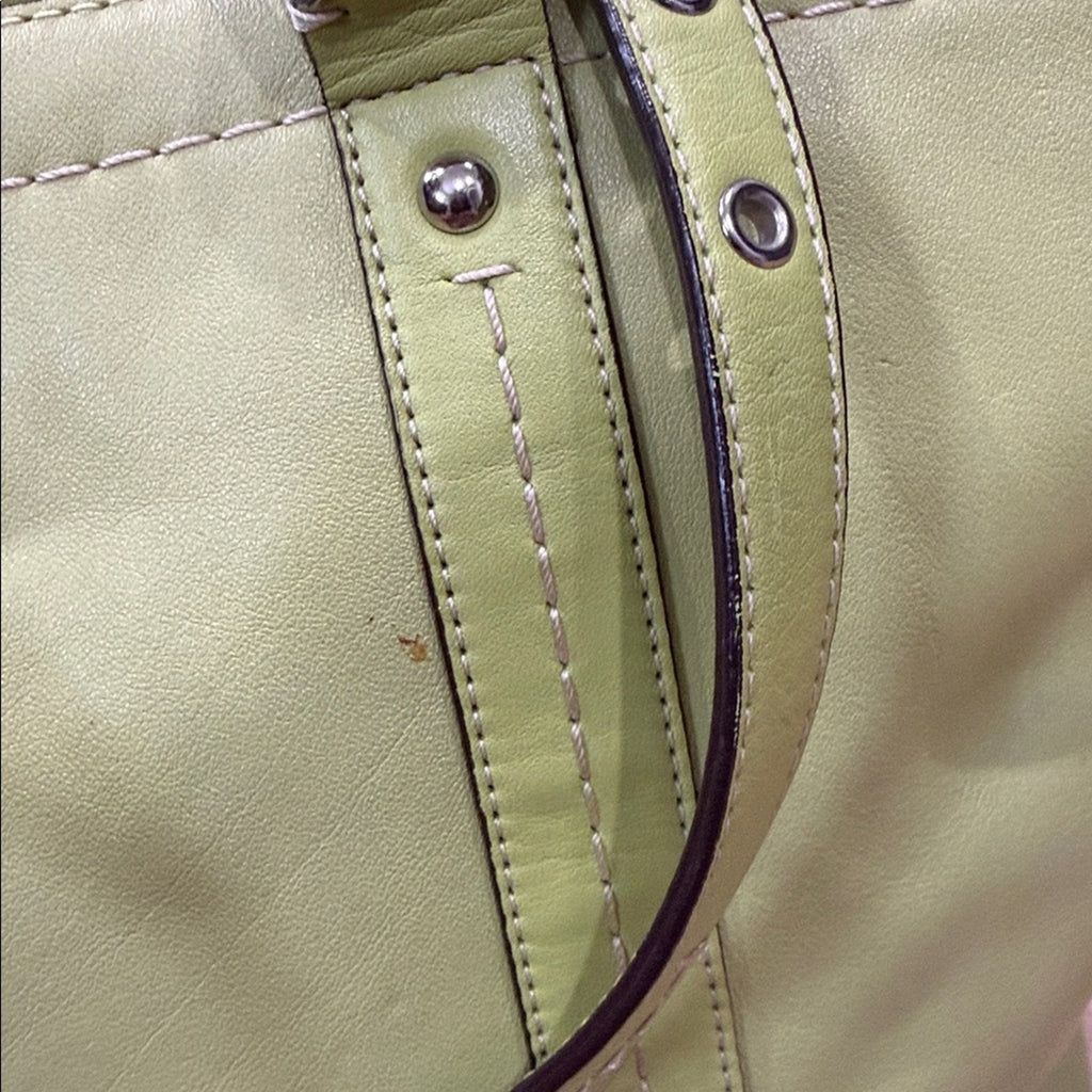 Coach East / West Leather Tote Bag in Lime Green