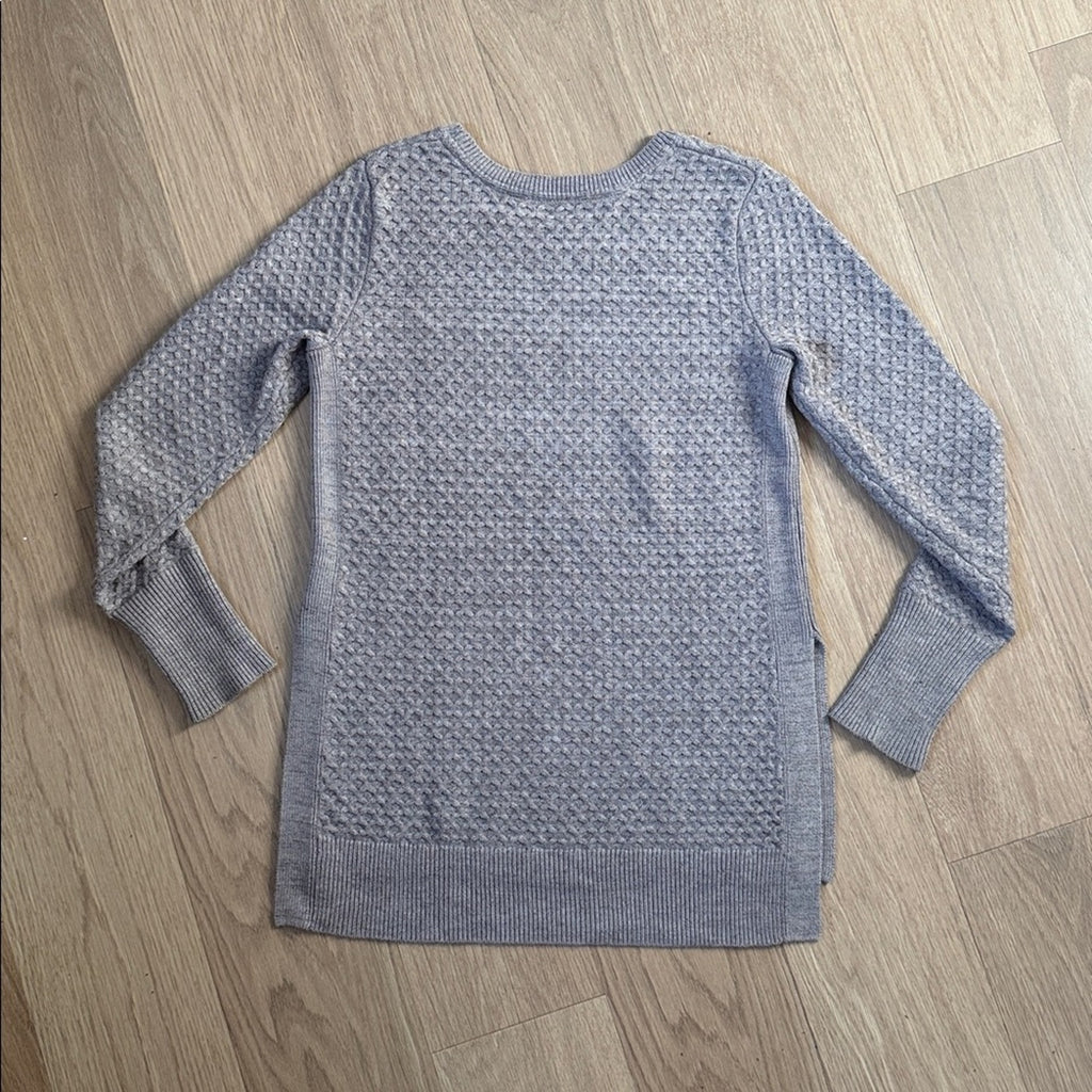 Athleta Tan / Taupe Scoop Neck Vented Hem Knit Sweater Size XS