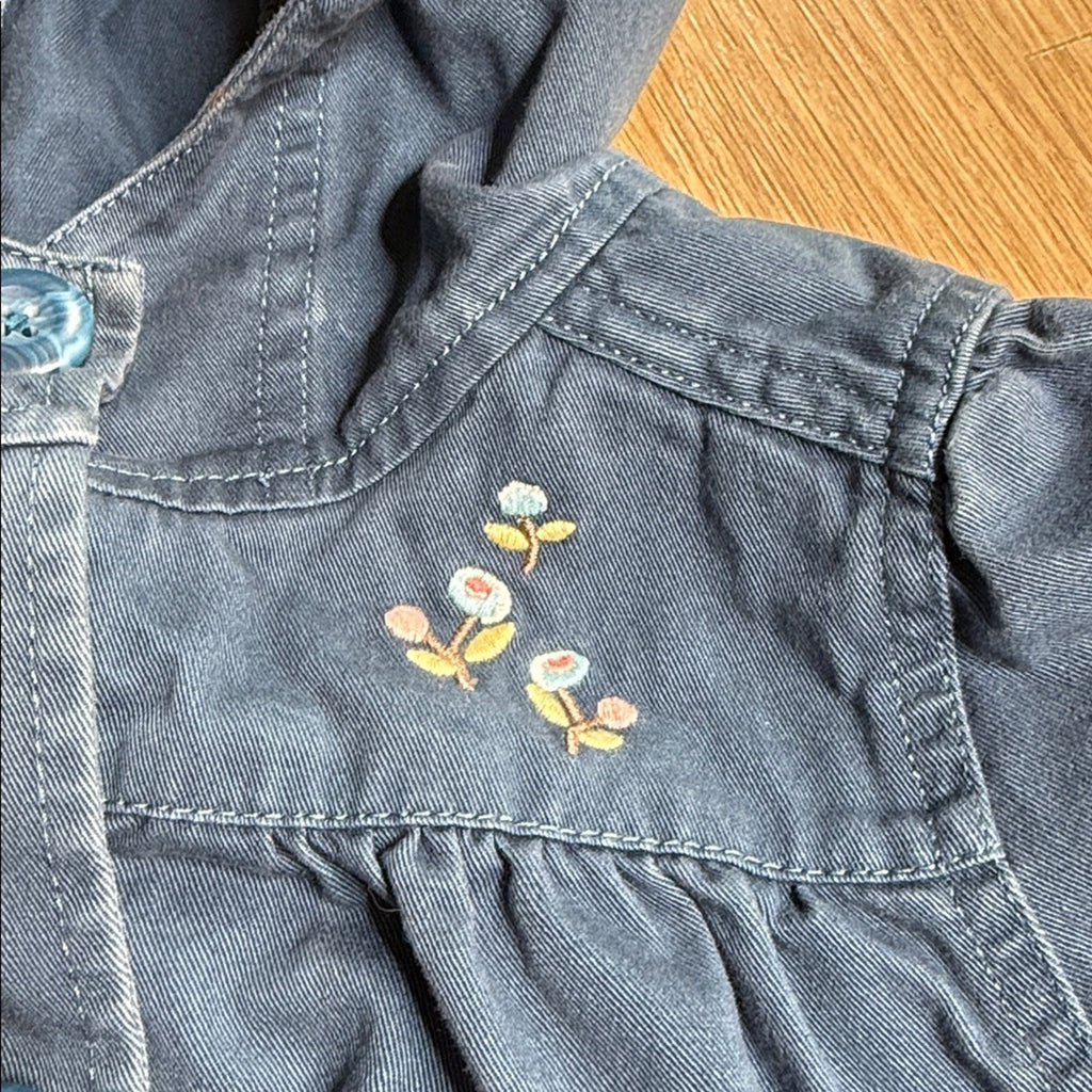 Hanna Andersson Kids Blue Hooded Embroidered Utility Jacket Size 110 or 5/6