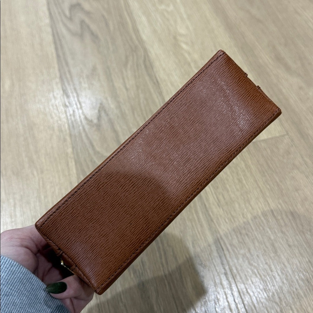 Lauren Ralph Lauren Small Brown Cosmetic Bag w/ Gold Accents