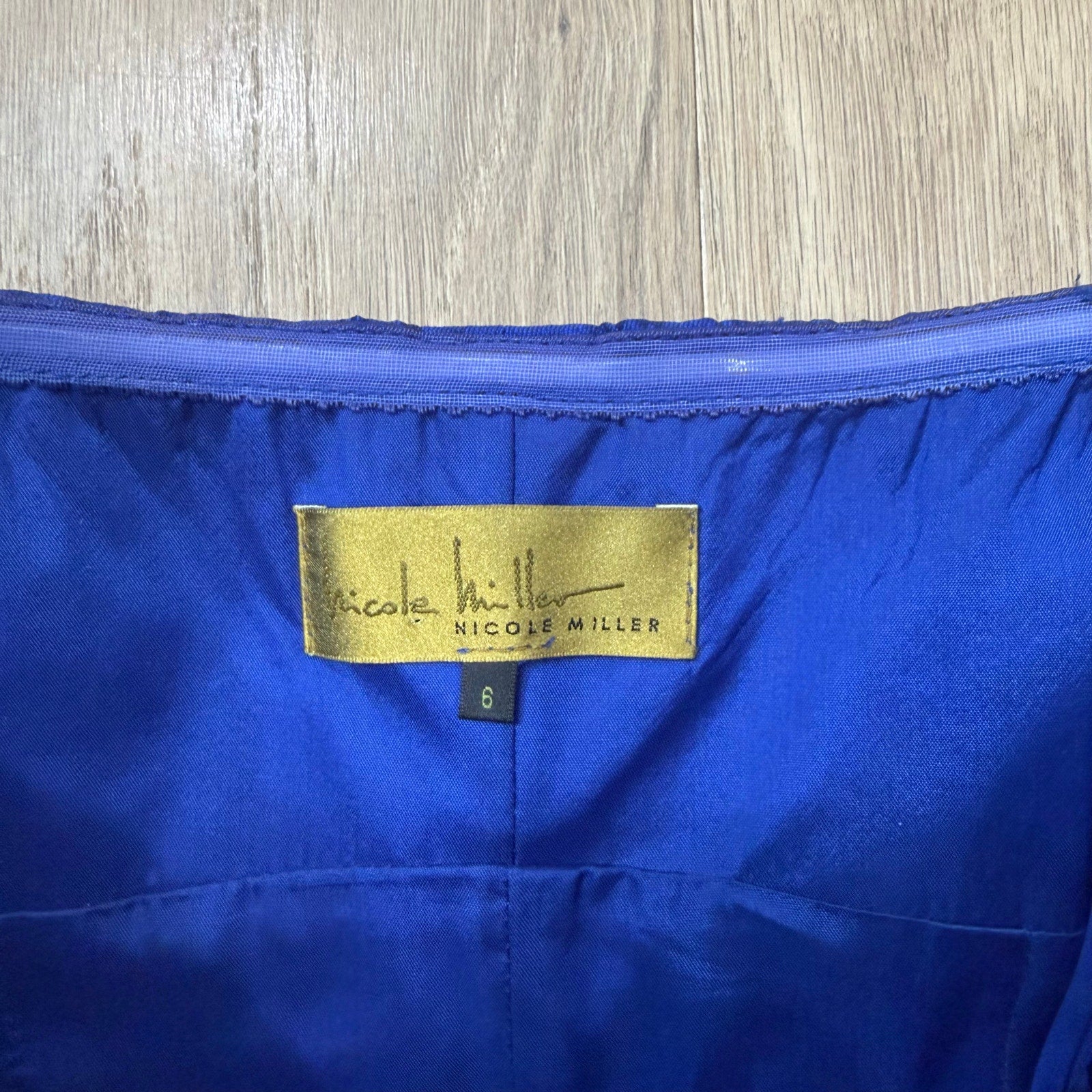 Nicole Miller Royal Blue Raw Silk Strapless Bodycon Mini Dress Size 6
