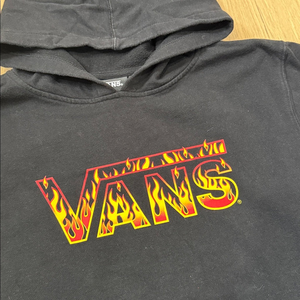 Vans Boys Up in Flames Hoodie Long Sleeve Pullover Hooded Sweatshirt Size XL
