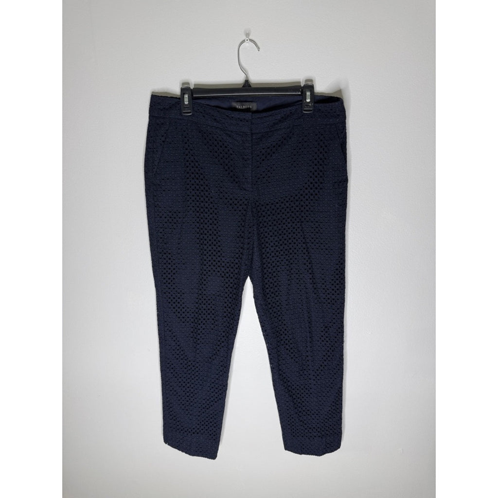 Talbots Navy Eyelet Cropped Pants Size 12