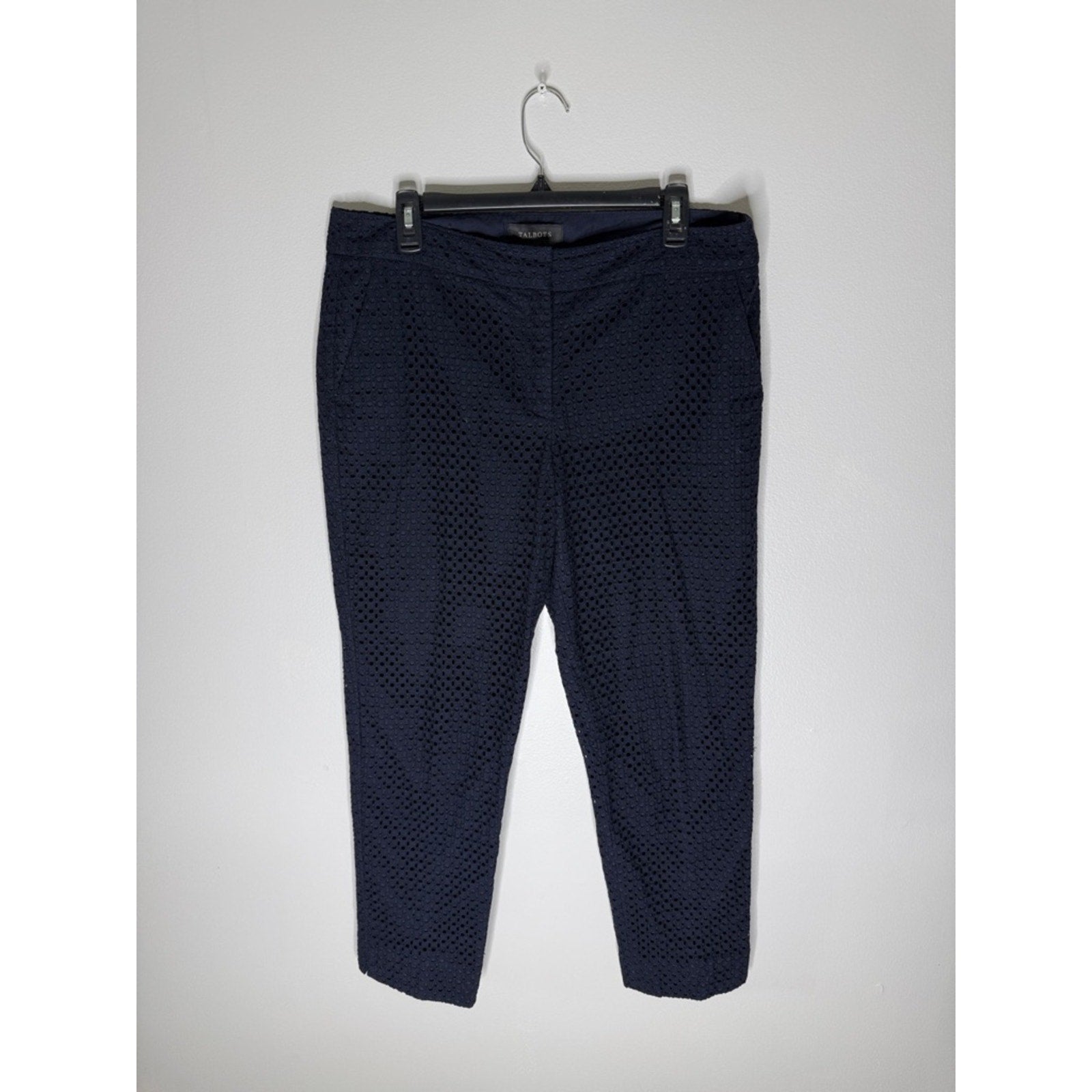 Talbots Navy Eyelet Cropped Pants Size 12