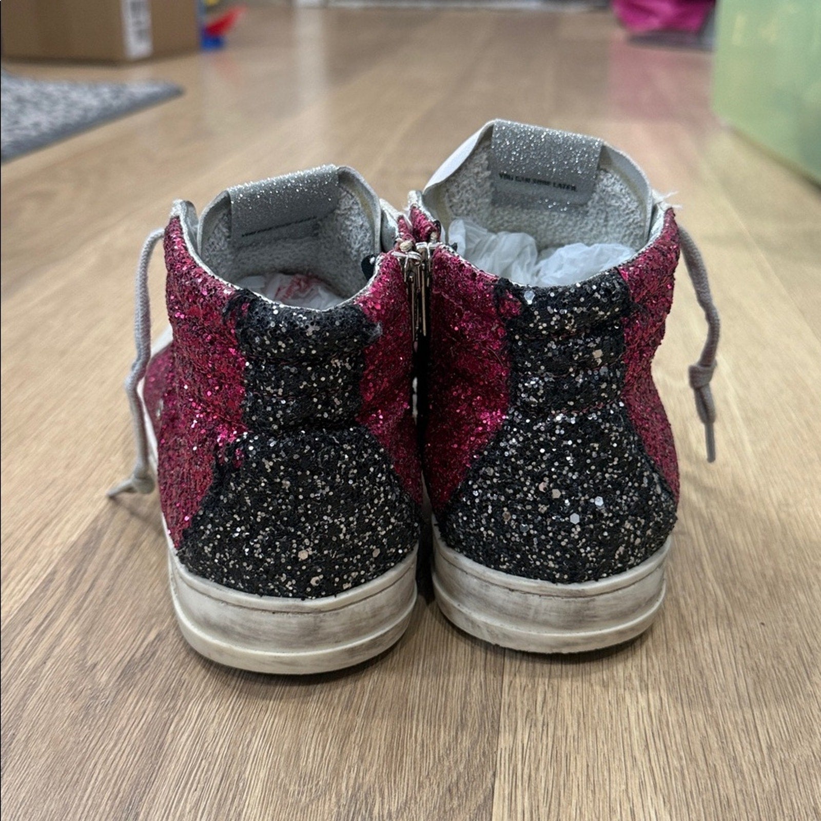 P448 Skate Glitter High Top Sneaker in the Glitter Melange Colorway Size 10