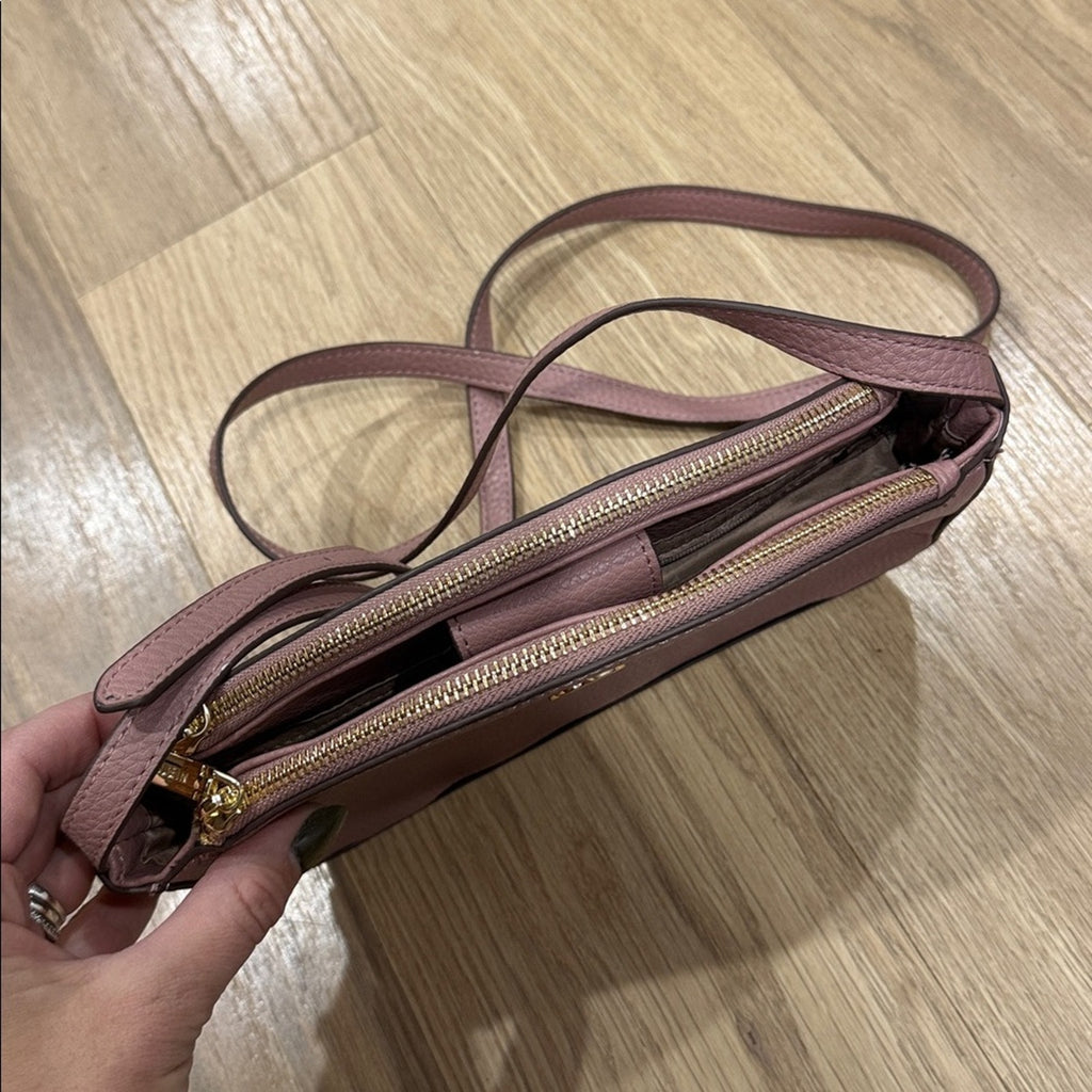 Anne Klein Textured Dome Crossbody Bag in a Mauve / Pink