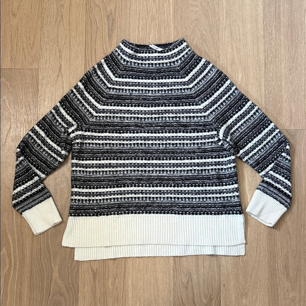 Talbots Black and White Mock Neck Knit Sweater Size XL NEW!