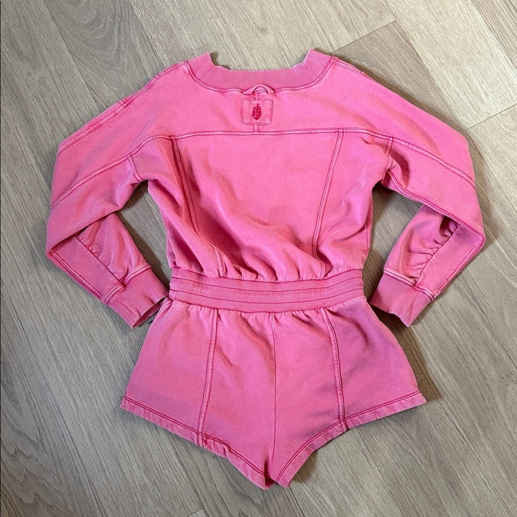 Free People Movement Intercept Pink Long Sleeve Romper Size Small
