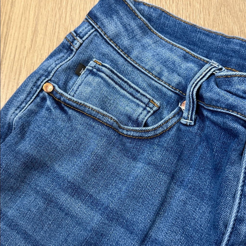 Judy Blue Boot Cut Raw Hem Jeans in Classic Blue Size 14W
