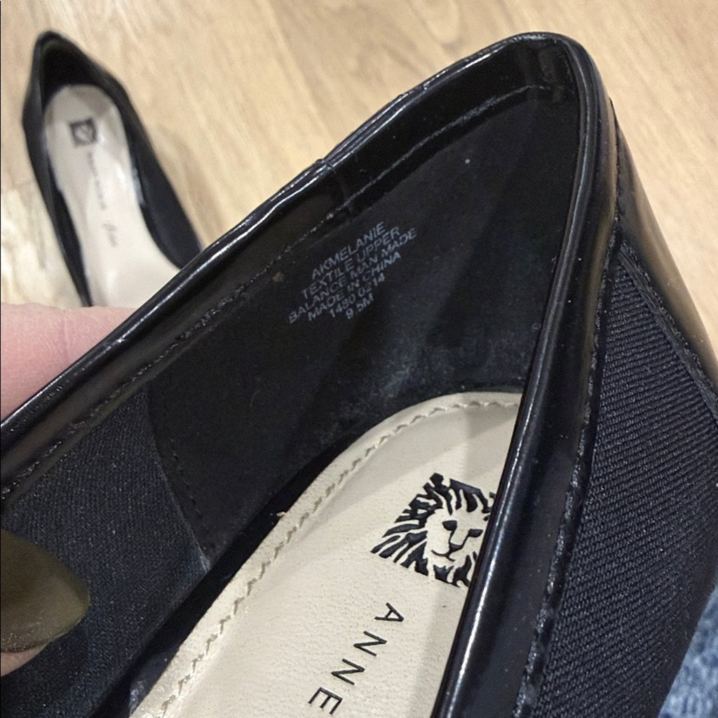 Anne Klein Melanie Black Kitten Heel Shoes Size 9.5