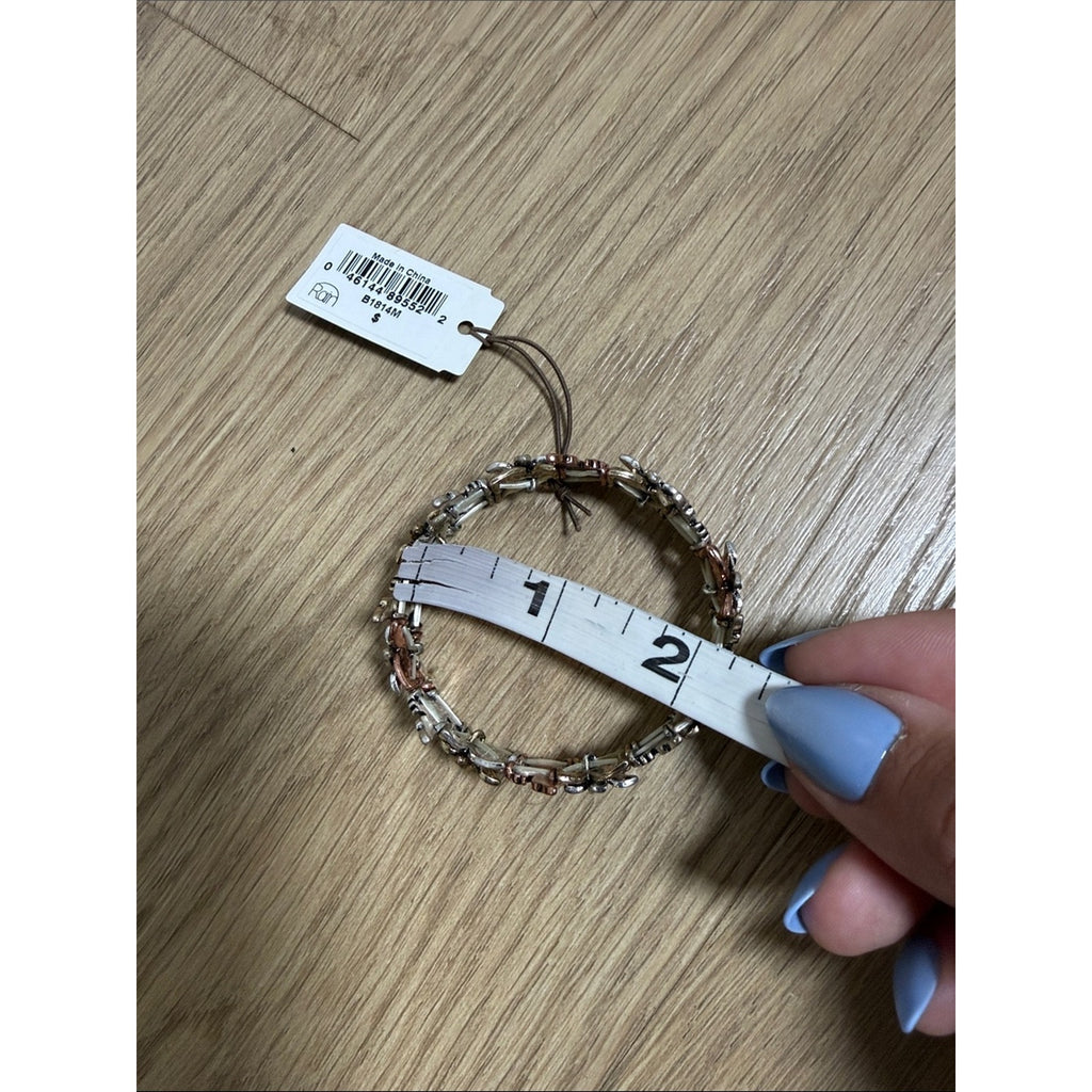 Rain Bird & Flower Metal Bracelet - Mixed Metal Tones New!