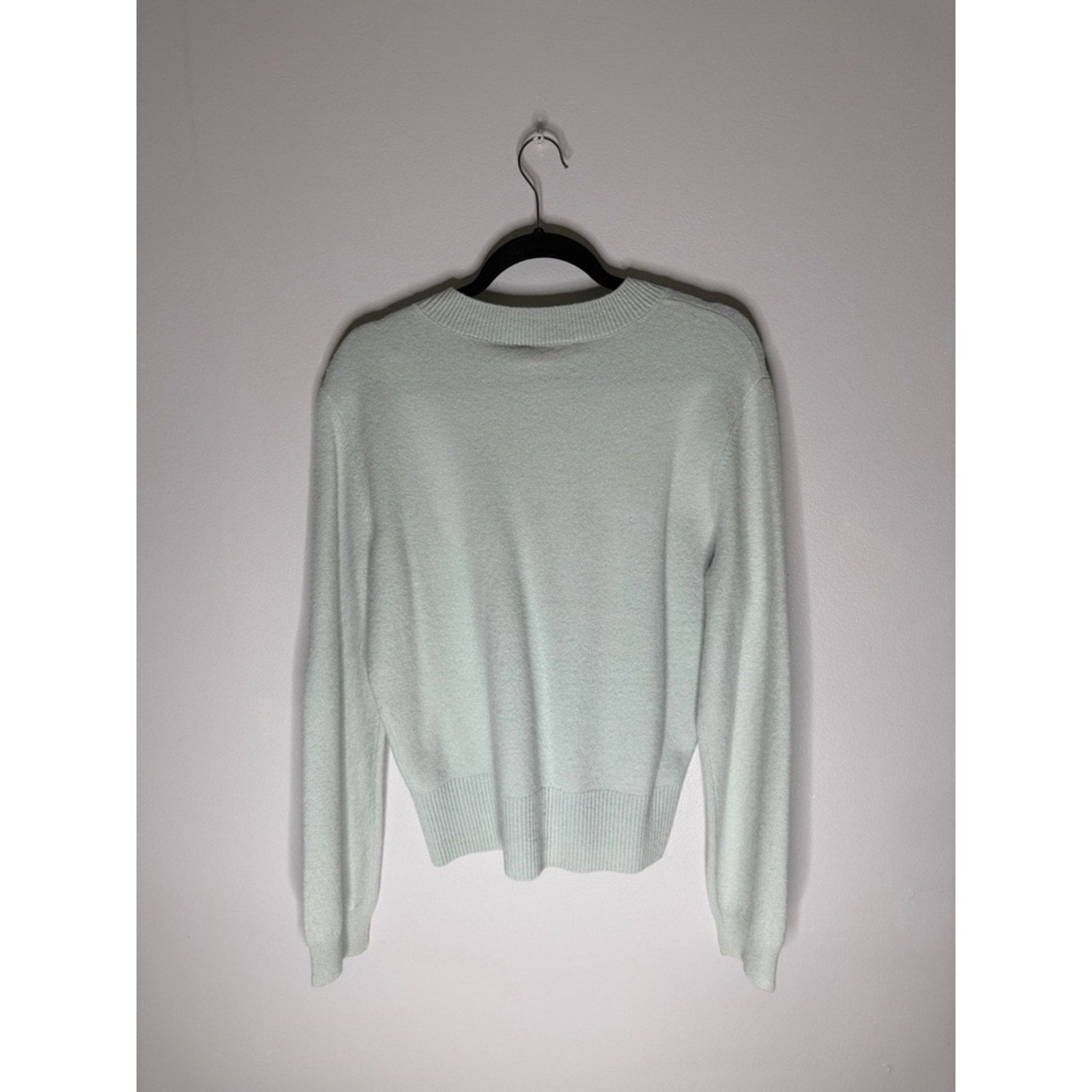 Tory Burch Pale Mint Crewneck Sweater with Gold Logo Buttons Size XL NEW!