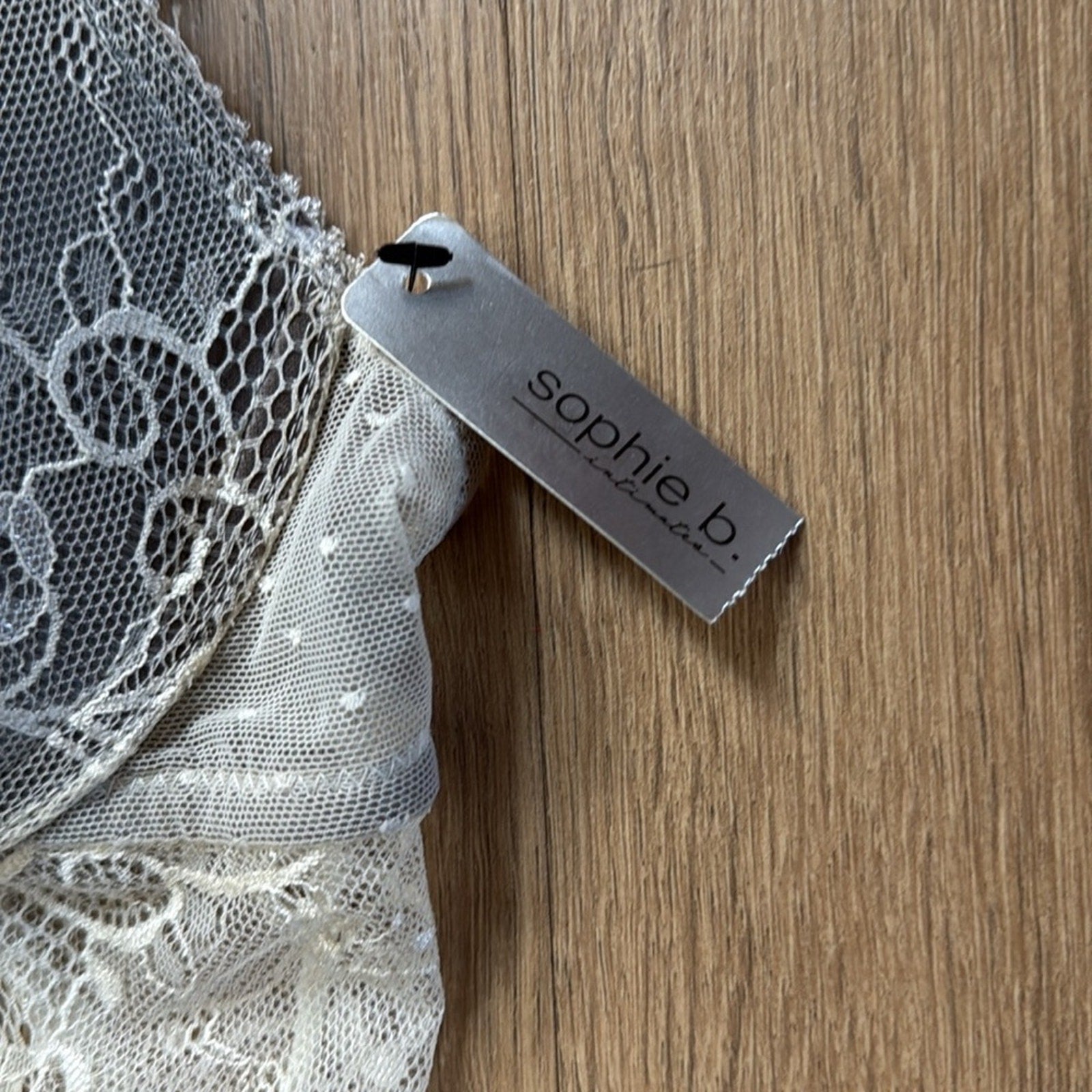 Sophie B. Lace Bodysuit in Cream and White Size Small NEW!