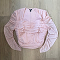 Express Body Contour Light Pink Ruched Long Sleeve Blouse Size XL
