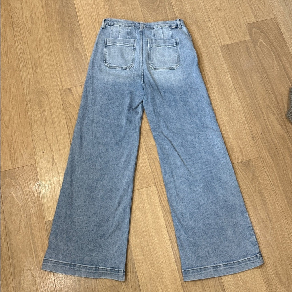 Risen Wide Leg High Rise Classic Blue Jeans Size 32 / 14