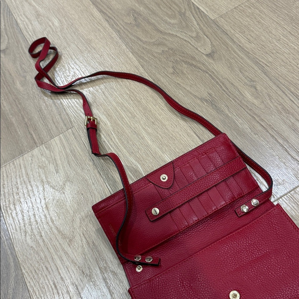 Lodis California Leather Traveler Crossbody Wallet in Red Leather